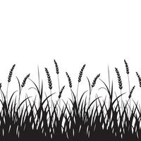 Black and white illustration of wheat field vector