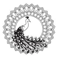 A peacock in a circular pattern vector