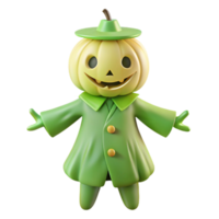 Smiling Pumpkin Character in a Green Coat png