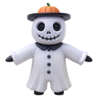 Cute Ghost Character in 3D Render png
