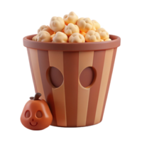 3D Rendered Popcorn Bucket with Pumpkin for Fall png