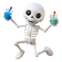 Happy Skeleton Holding Drinks png