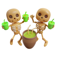 Skeletons Partying with Drinks png