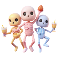Three Cute Skeletons Having Fun png