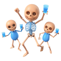 Three Skeletons Having Fun with Blue Drinks png