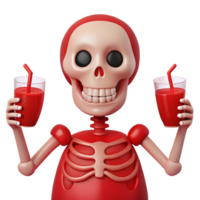 Smiling Skeleton Holding Two Drinks png