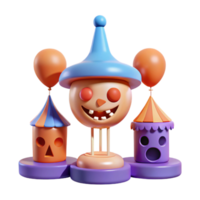 Smiling Cartoon Character with Circus Tents and Balloons png