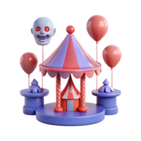 3D Render of a Colorful Carnival Carousel png