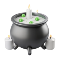 Cauldron with Candles and Green Balls png