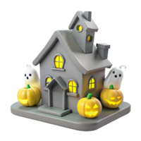 Haunted House with Ghosts and Pumpkins png