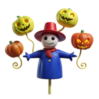 Spooky Scarecrow with Jack-o'-Lantern Balloons png