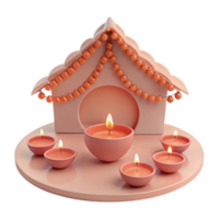 Lit Candles in Front of a Small House Model png