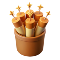 3D Rendered Illustration of a Pot with Five Candles png