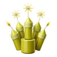 Yellow Candles with Sparkling Stars on Top png