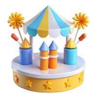 3D Render of a Colorful Carnival Booth with a Striped Canopy png