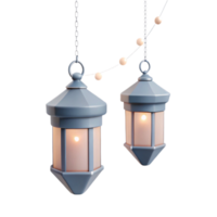 Two Hanging Lanterns with String Lights png