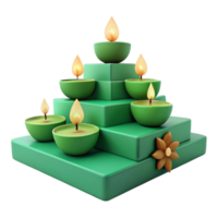 Green Candles on a Pyramid of Squares png