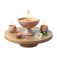 Candles on a Tray with a Flower png