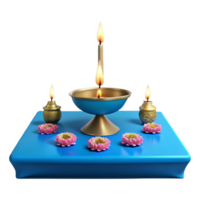 Lit Candles with Flowers on Blue Surface png