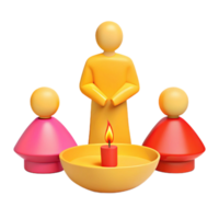 3D Render of Three Figures with a Lit Candle png