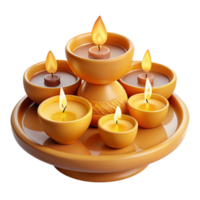 Candles in Clay Bowls on a Tray png