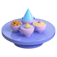 3D Rendering of Assorted Dessert Bowls on a Rotating Stand png