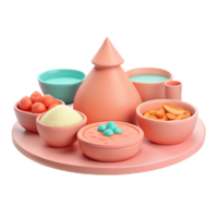 Assortment of Bowls and a Pitcher on a Tray png
