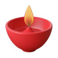 3D Render of a Lit Diya png