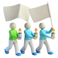 Three Figures Holding Candles and Flags, Symbol of Peace and Unity png