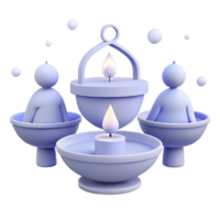 3D Render of Abstract Candles with Floating Spheres png