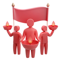 Unity, Togetherness, and Hope Represented by Figures Holding Candles and a Flag png