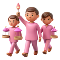 Three Cartoon Characters Walking with Scales and a Torch png