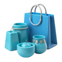 Blue 3D Shopping Bag with Containers png