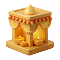 3D Render of a Small Temple with Candles png