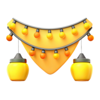 3D Festive Garland with Lights and Lanterns png