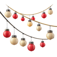 Red and Beige Hanging Lanterns on a String png