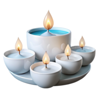 Five White Candles in a Row on a Tray png