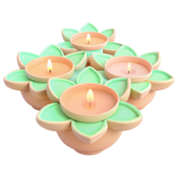 Green and Orange Candles with Flames png