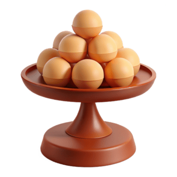 Brown Stand with Stack of Smooth Round Objects png