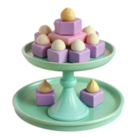 Pastel Colored Dessert Display on a Two-Tiered Serving Stand png