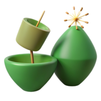 3D Rendered Green Objects Bowl, Top, and Star png