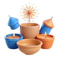 3D Illustration of Candles, Decorative Objects, and a Flower png