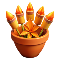 Orange Flower Pot with Flame-like Sprouts png