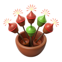 Colorful 3D Objects in a Pot png