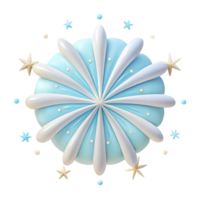 3D Abstract Blue and White Snowflake with Stars png