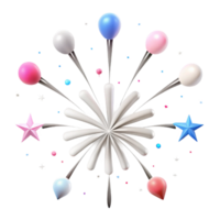Sparkling Celebration Colorful Fireworks Display with Stars png