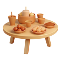 3D Rendered Table Setting with Food and Candle png