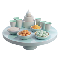Pastel Colored Table Setting with Bowls and Cups png