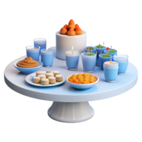Tabletop Display with Snacks, Candles, and Drinks png