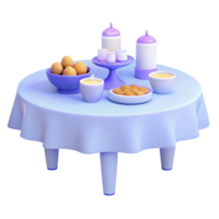 3D Rendered Table Setting with Food and Decor png